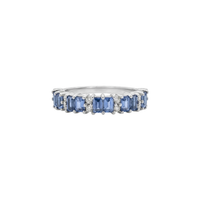 Vertical Baguette Sapphire & Round Diamond Band