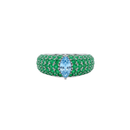 Marquise Blue Diamond & Emerald Chunky Band Ring