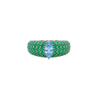Marquise Blue Diamond & Emerald Chunky Band Ring