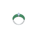 Marquise Blue Diamond & Emerald Chunky Band Ring