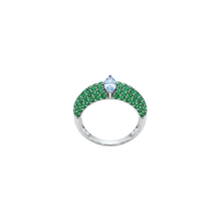Marquise Blue Diamond & Emerald Chunky Band Ring