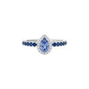 Pear Sapphire Ring with Diamond Halo & Sapphire Band