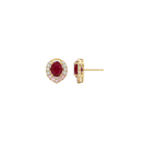Oval Ruby Halo Studs with Pink Sapphire Accents
