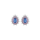 Pear Sapphire Studs with Pink Sapphire & Diamond Double Halo