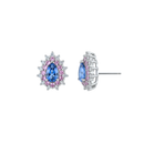 Pear Sapphire Studs with Pink Sapphire & Diamond Double Halo