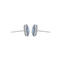 Oval Aquamarine Studs with Sapphire & Diamond Double Halo