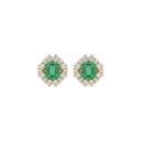 Squared Emerald Vintage Halo Earrings