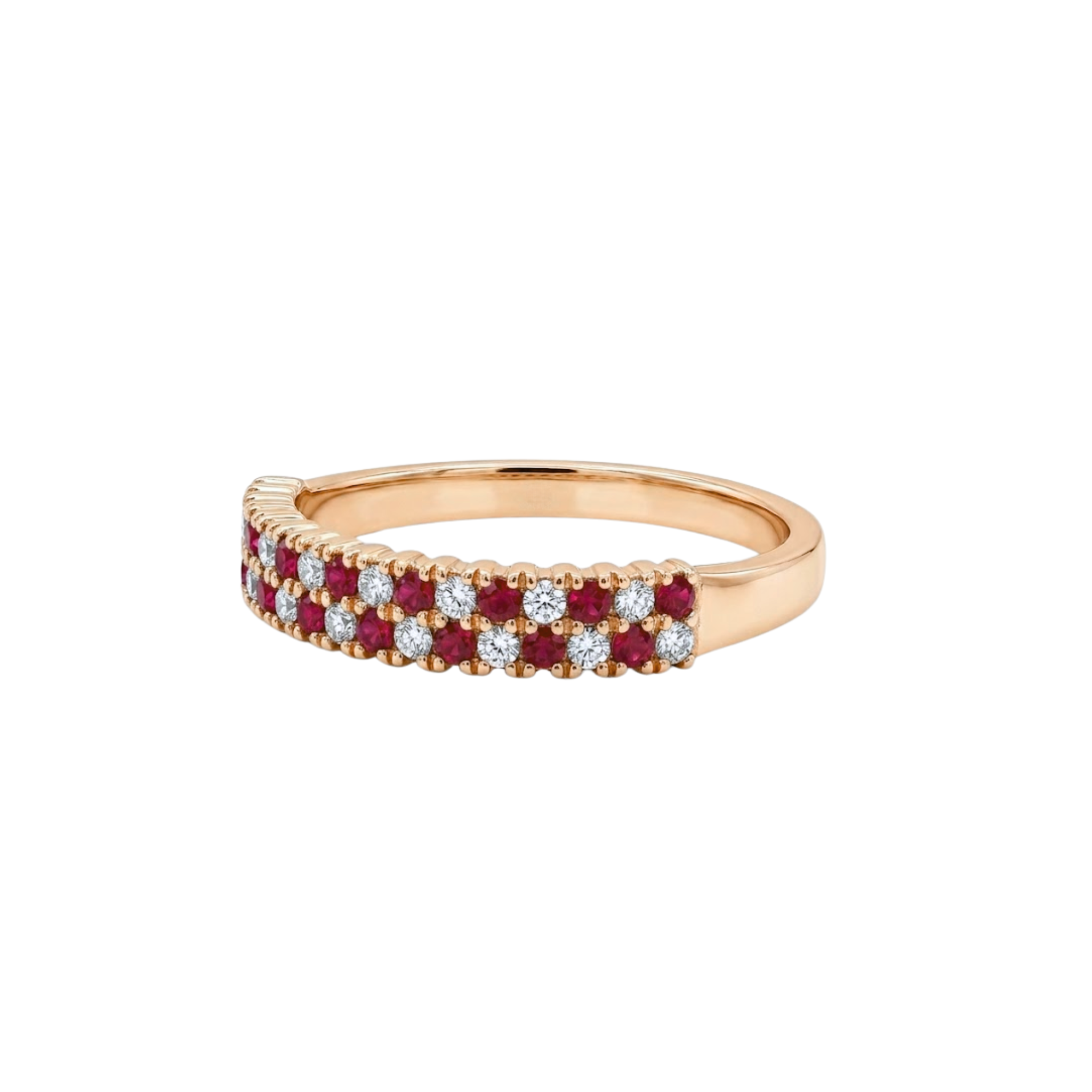Double Ruby & Diamond Alternating Ring