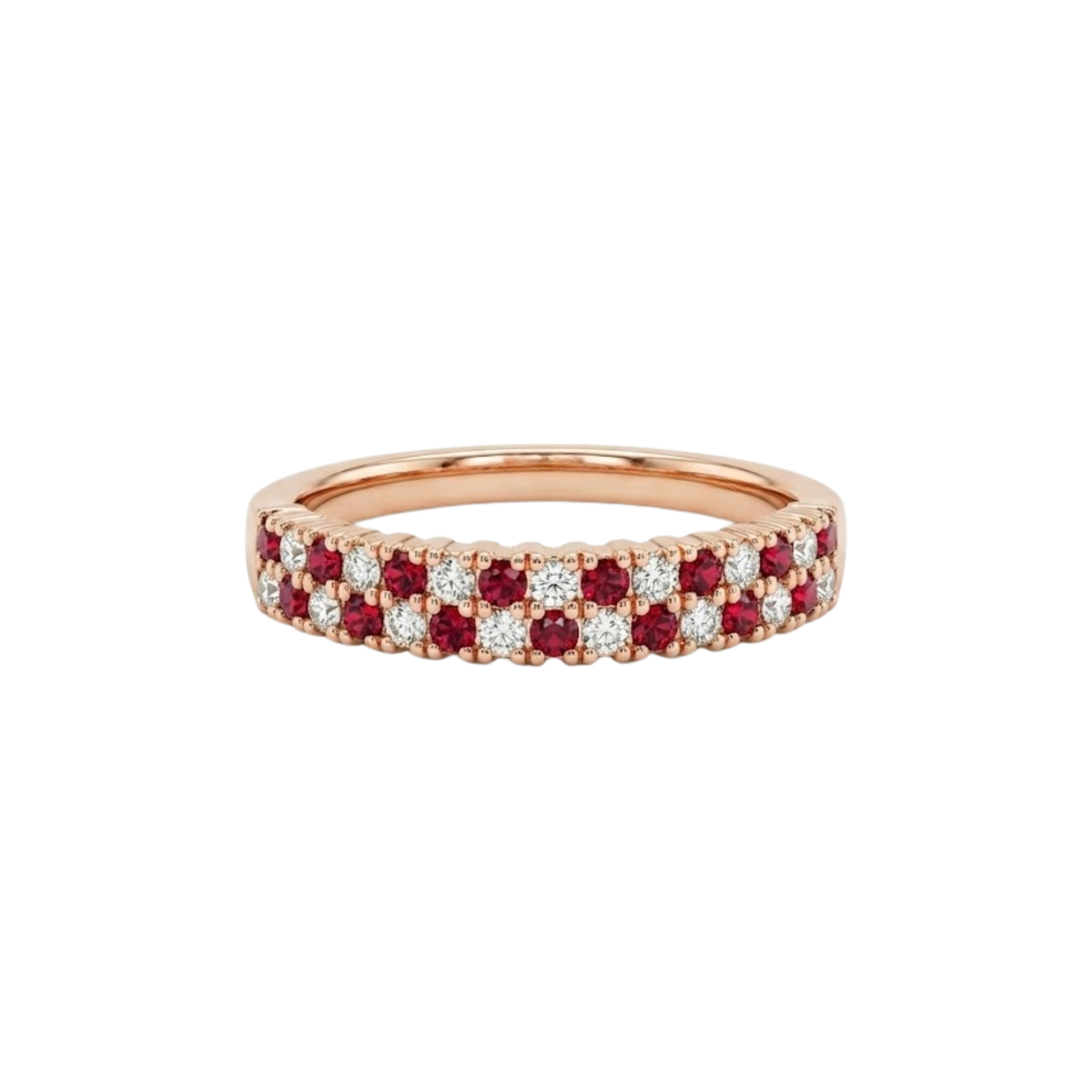 Double Ruby & Diamond Alternating Ring