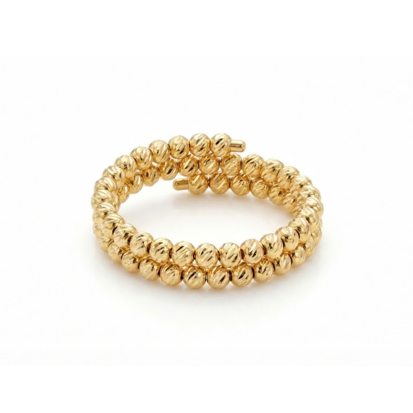 Double Yellow Gold Bead Diamond-Cut Band