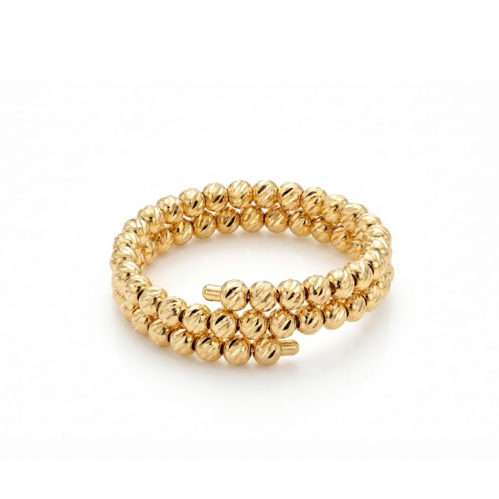 Double Yellow Gold Bead Diamond-Cut Band