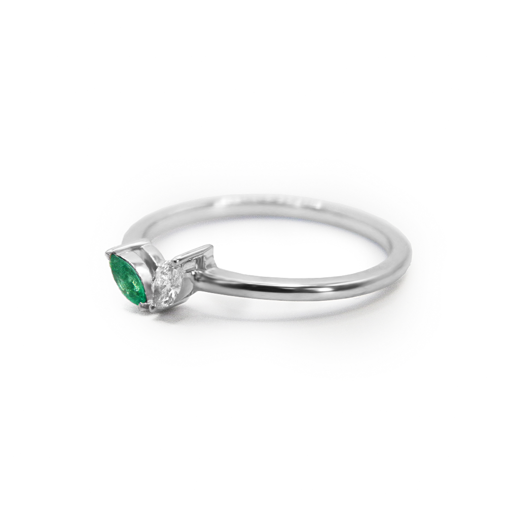 Diamond & Emerald Leaf Ring