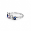 White Gold Ring with Pink Sapphires, Blue Sapphires & Diamonds