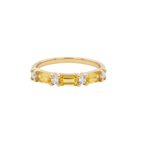 Yellow Sapphire Baguette & Diamond Ring