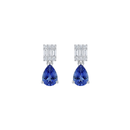 Emerald Cut Illusion Diamond & Sapphire Drop Earrings