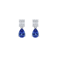 Emerald Cut Illusion Diamond & Sapphire Drop Earrings