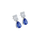 Emerald Cut Illusion Diamond & Sapphire Drop Earrings