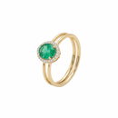 Oval Emerald & Diamond Halo Solitaite Ring