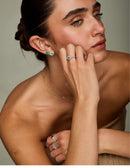 Squared Emerald Vintage Halo Earrings