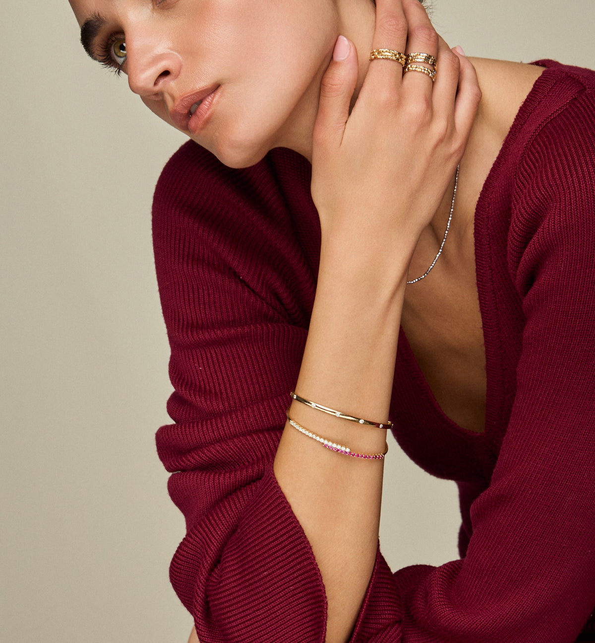 Ruby & Diamond Open Bangle