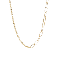 Half Paperclip & Half Diamond-Cut Necklace