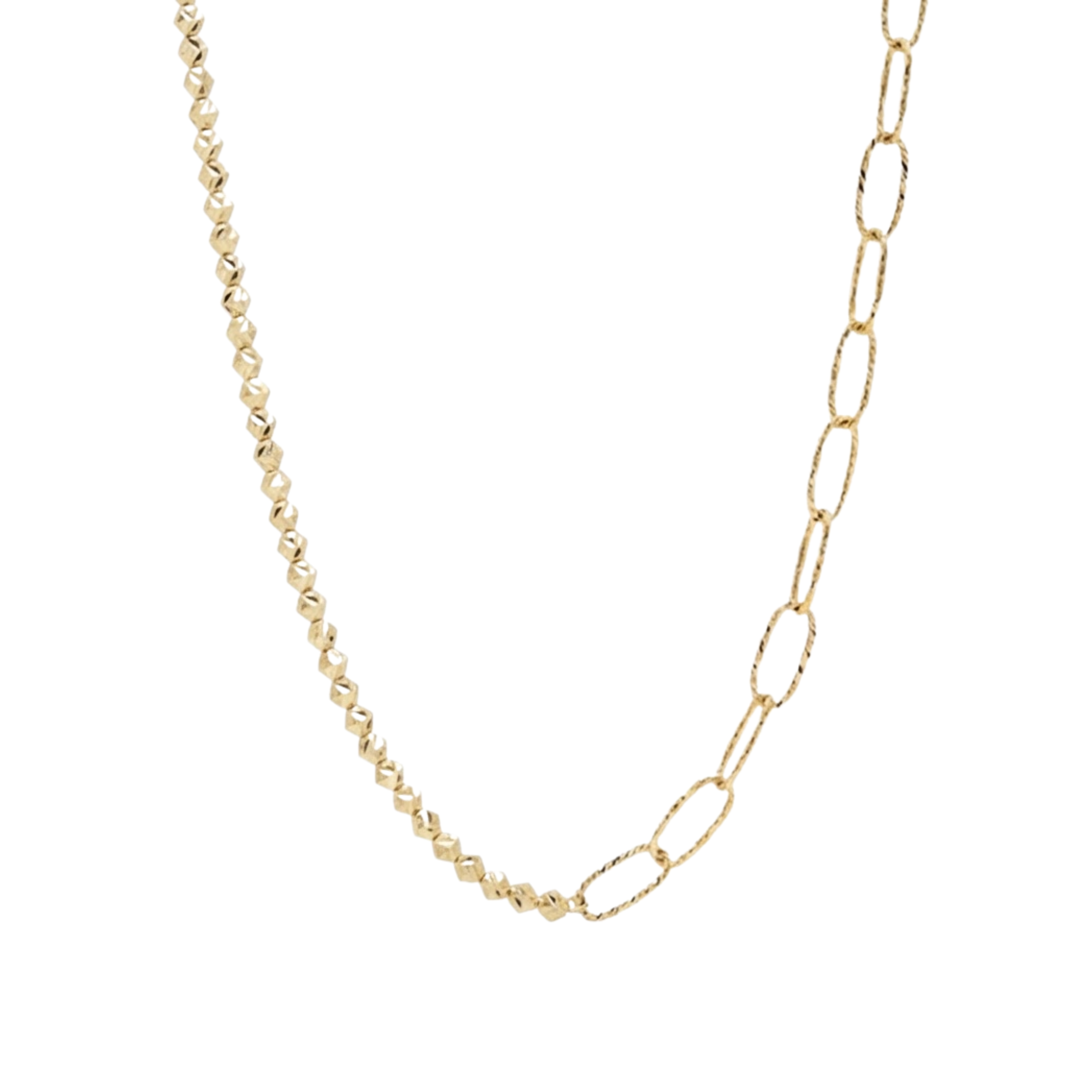 Half Paperclip & Half Diamond-Cut Necklace