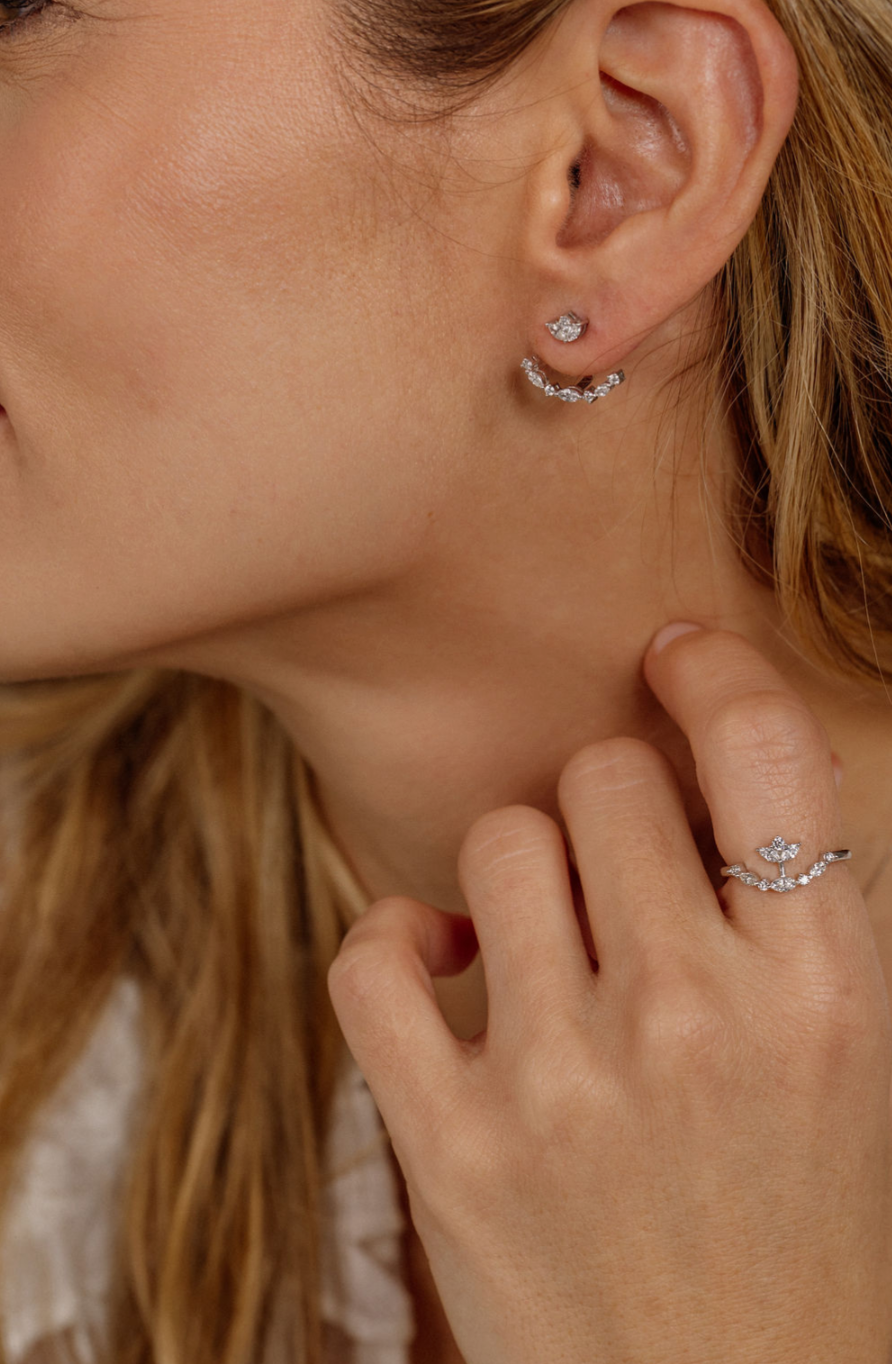 Lotus Flower Earrings  –  Diamonds