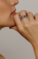 White Gold Ring with Pink Sapphires, Blue Sapphires & Diamonds