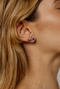 Emerald - Cut Studs with Round Sparkle – Pink Sapphires & Diamonds