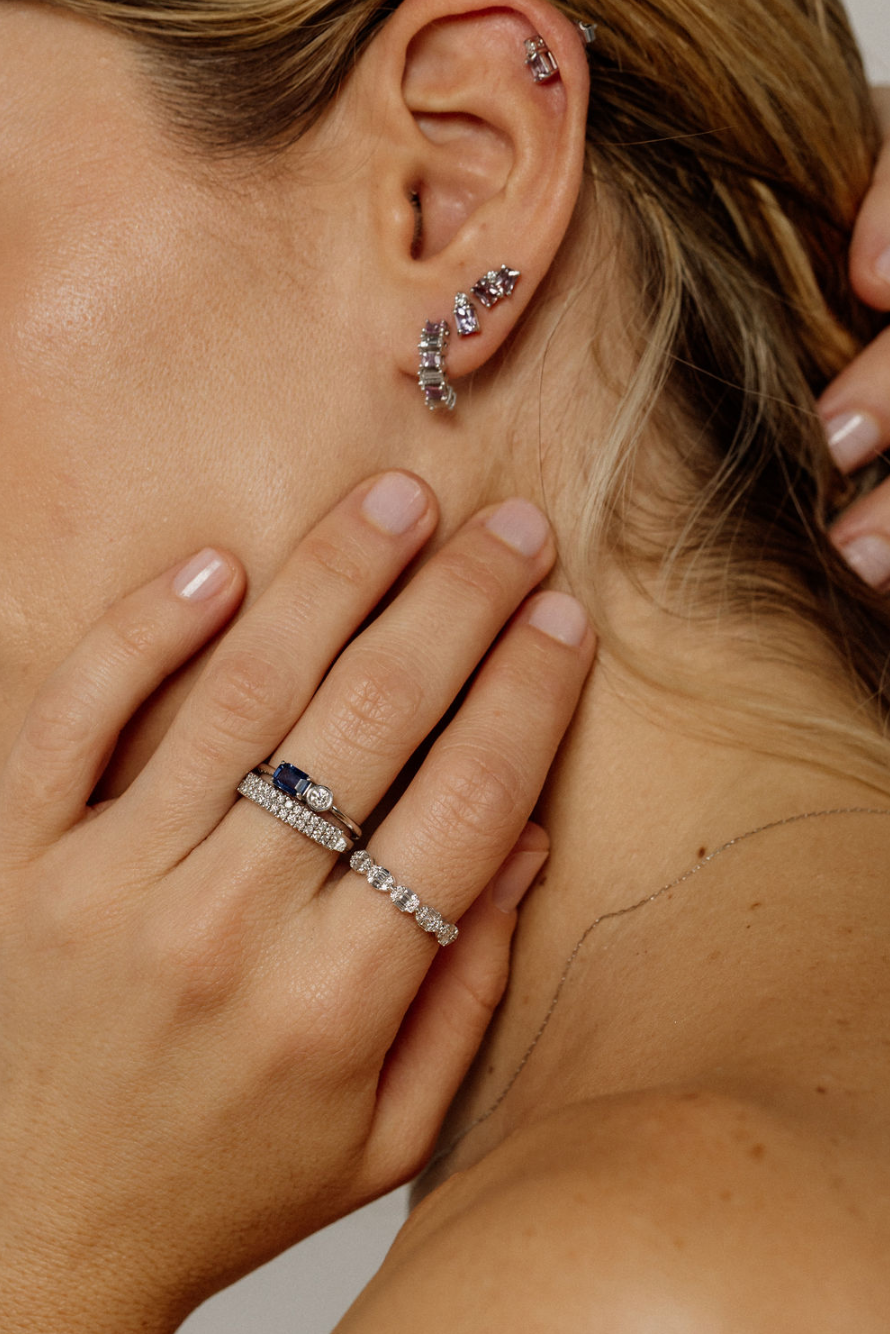 Baguette & Round Ring - Sapphire & Diamond