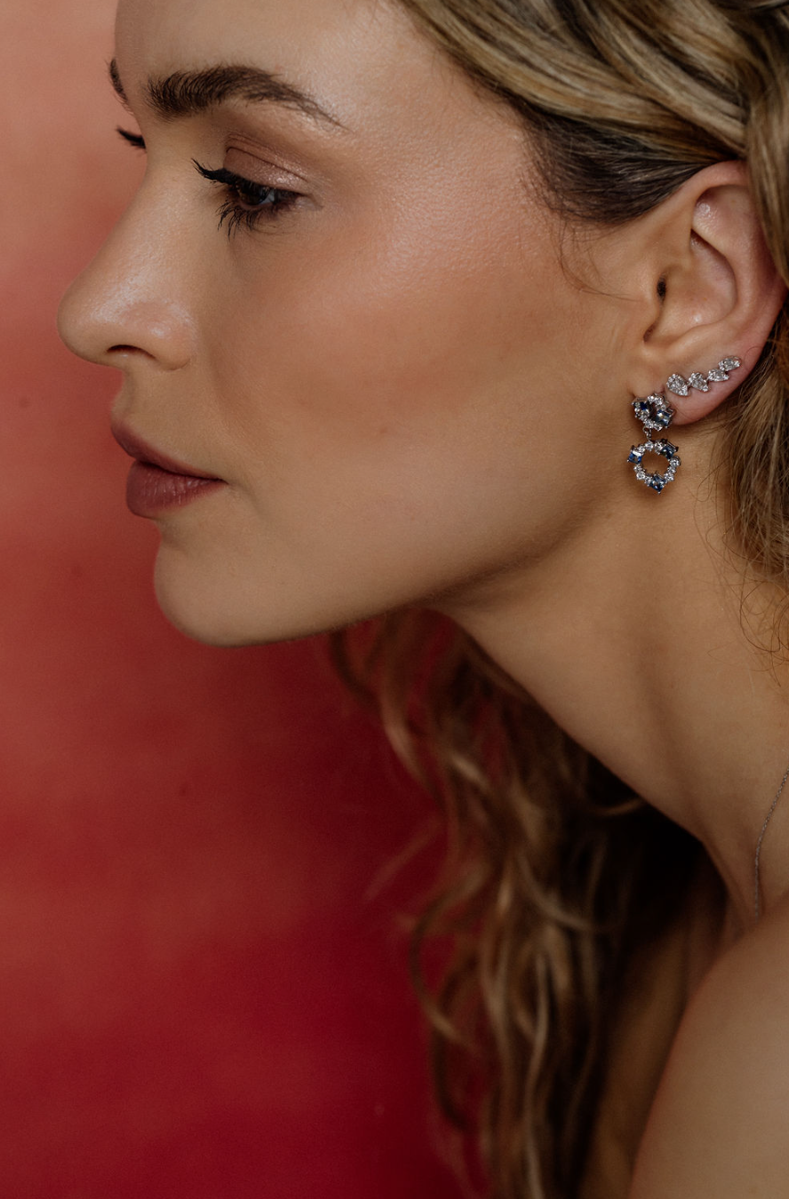 Bicolor Double Hoop Earrings –  Sapphires & Diamonds
