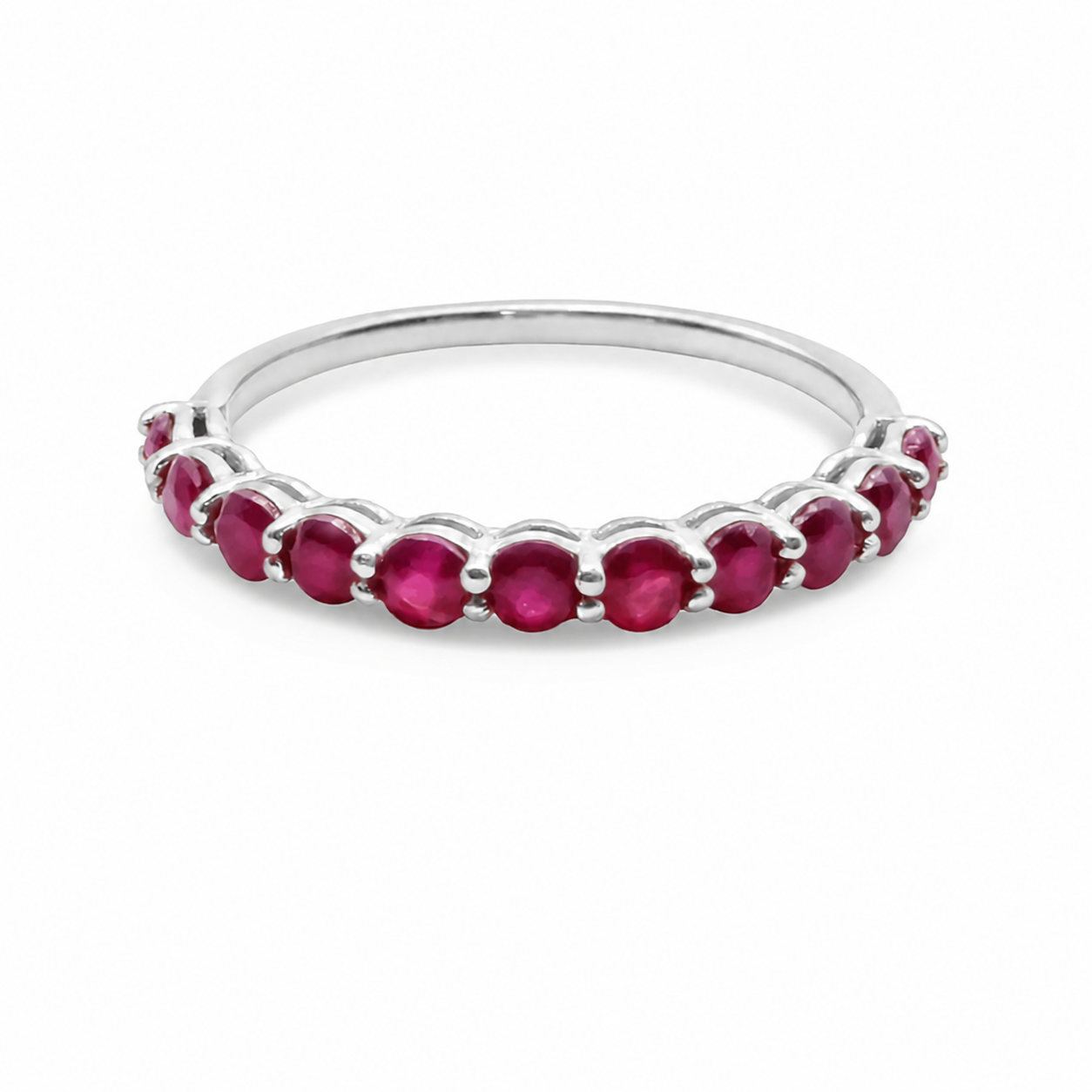 Shared Prong White Gold Ruby Band
