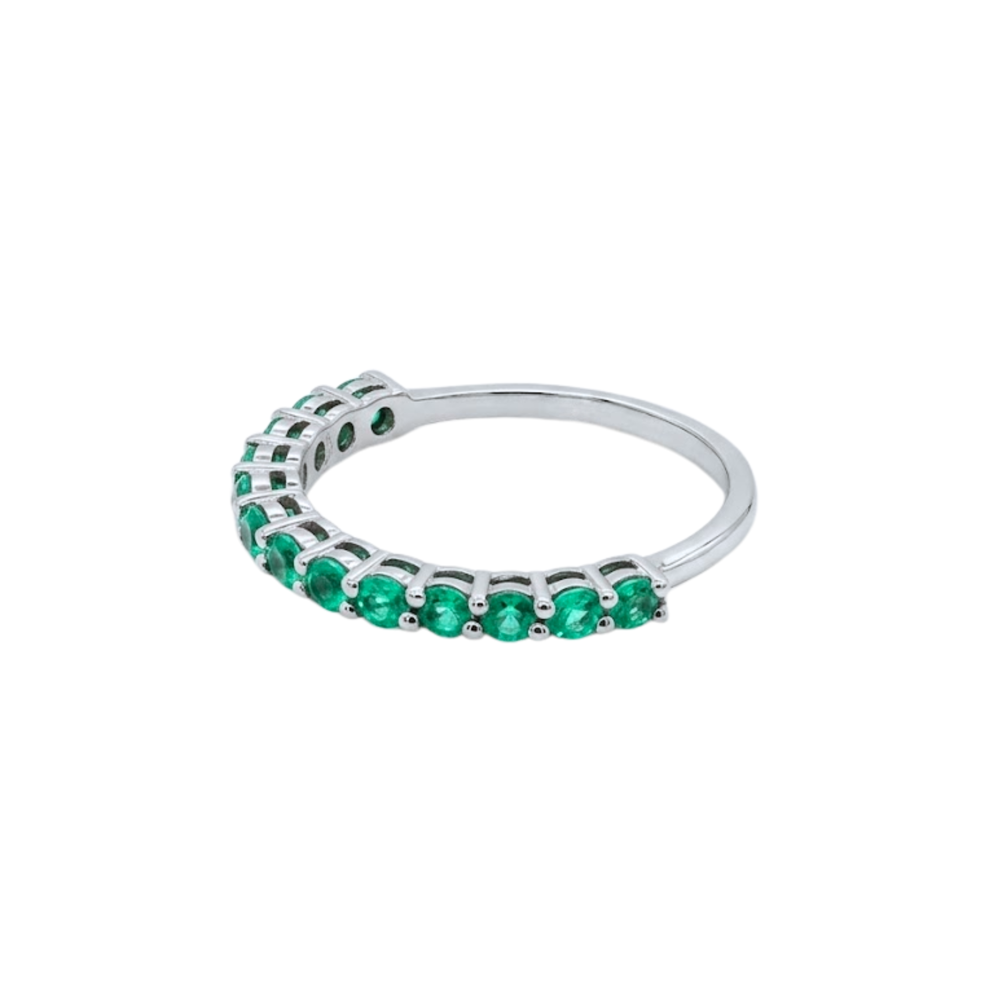 Shared Prong Emerald Band