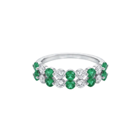 Double Round Emerald & Diamond Band