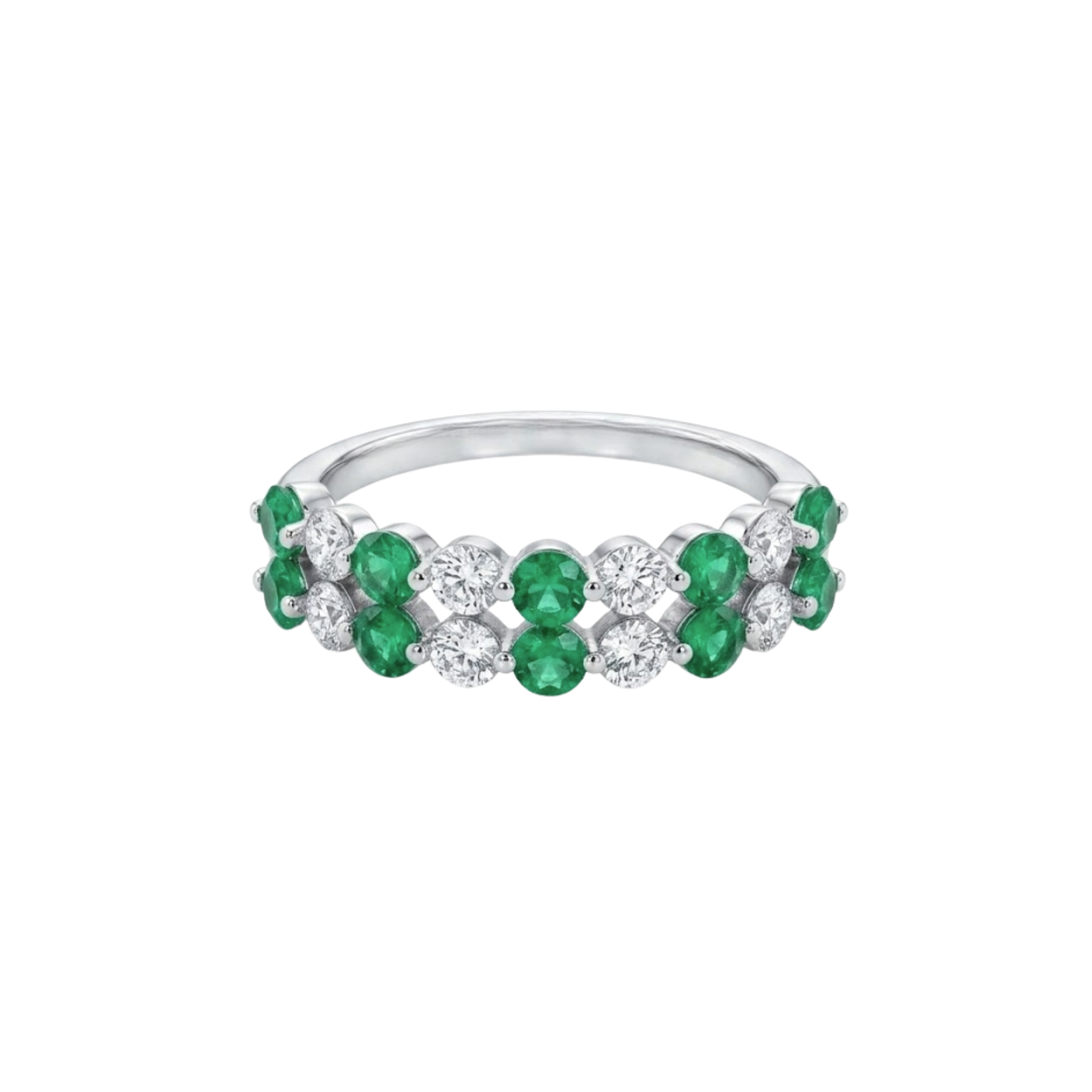 Double Round Emerald & Diamond Band