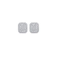 Baguette & Round Illusion Diamond Studs