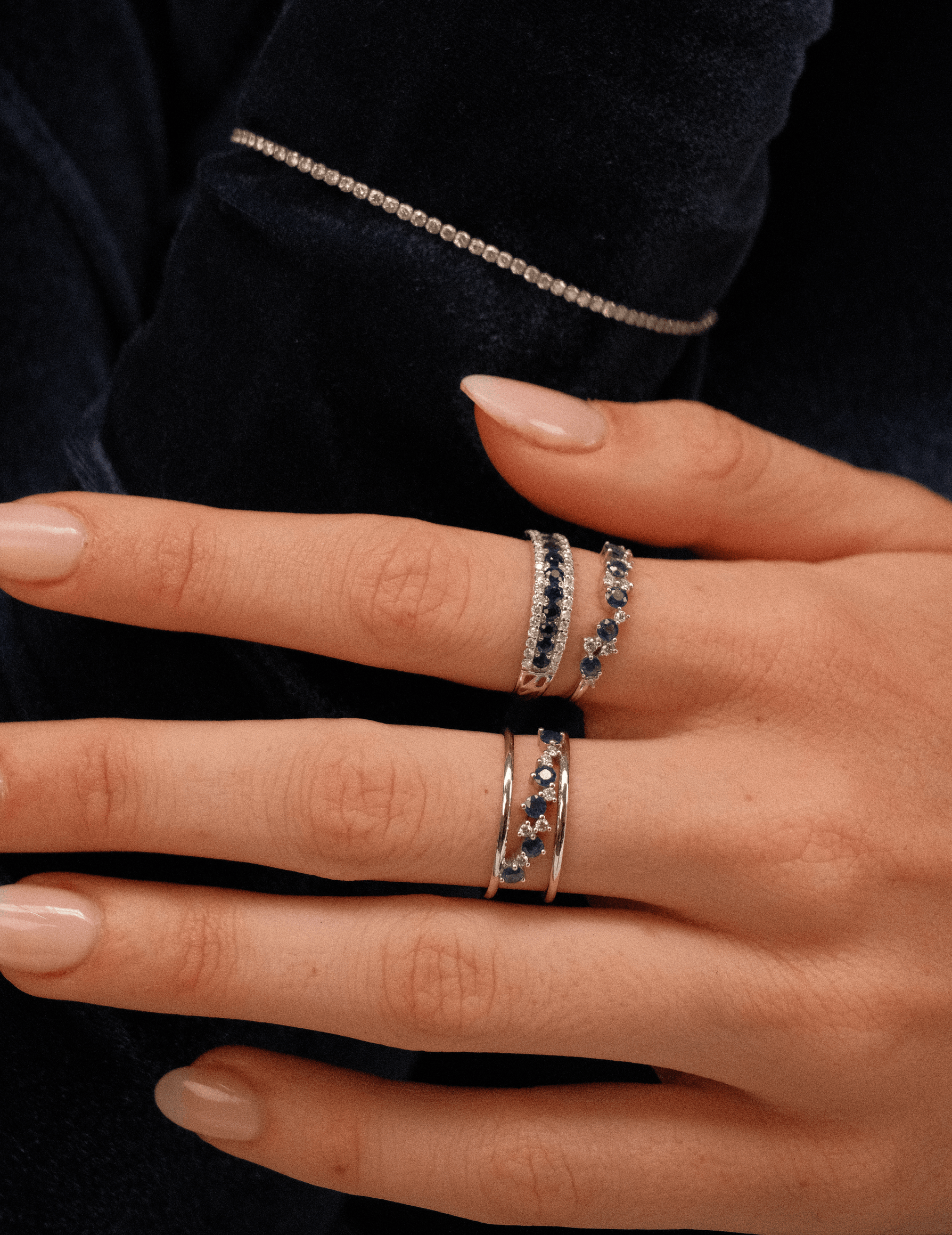 Z Diagonal Sapphire & Diamond Ring