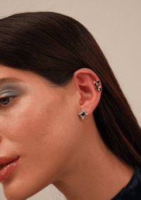 Princess Cut Sapphire Studs with Mixed-Cut Diamond Halo