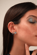 Square Sapphire & Diamond Studs