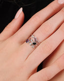 Triple Band Multicolor Mixed-Cut Sapphire & Round Diamond Bezel Ring