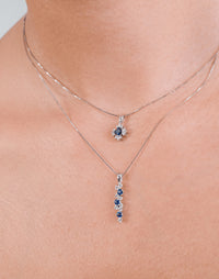 Long Sapphire & Diamond Charm