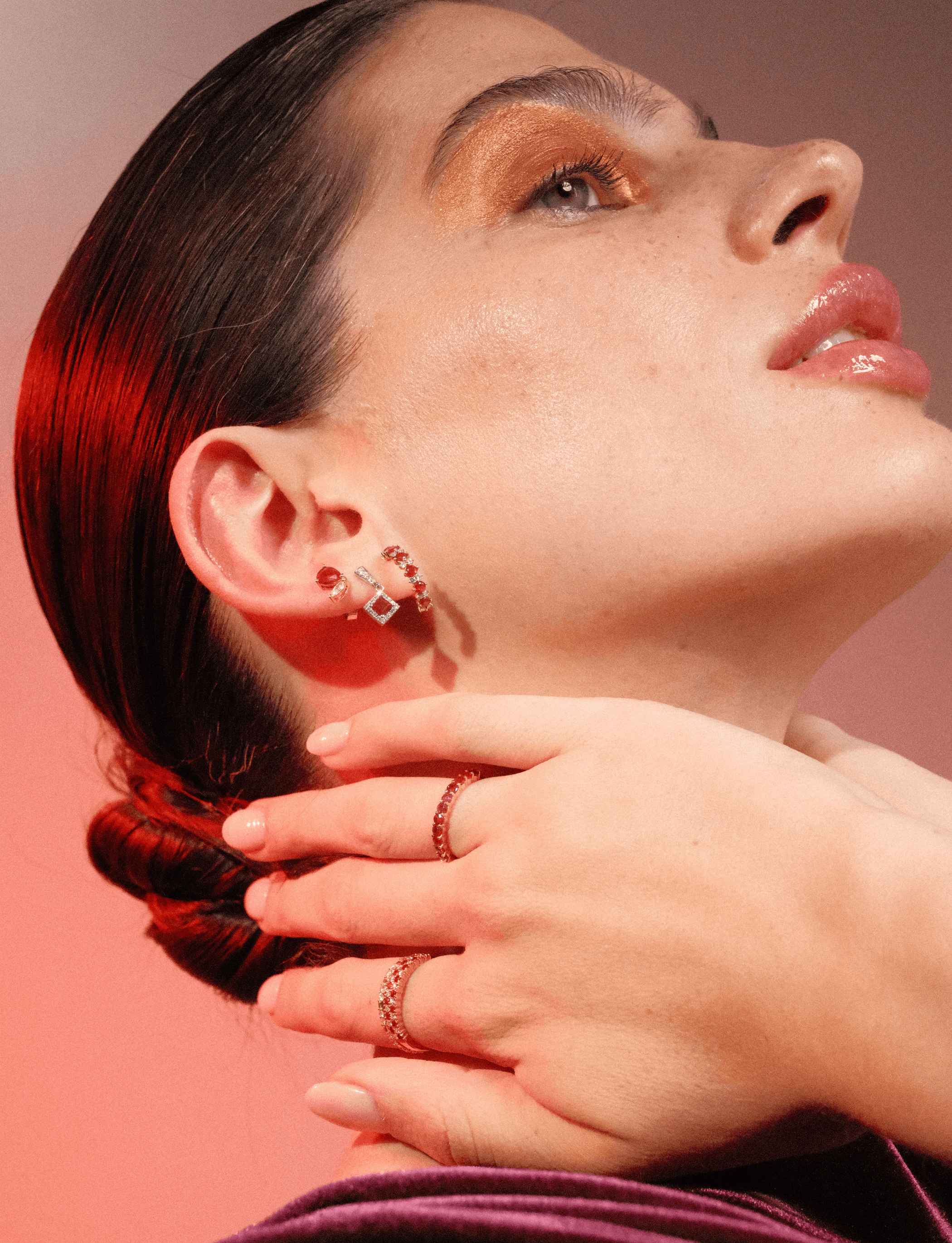 Pear Ruby & Diamond Marquise Studs