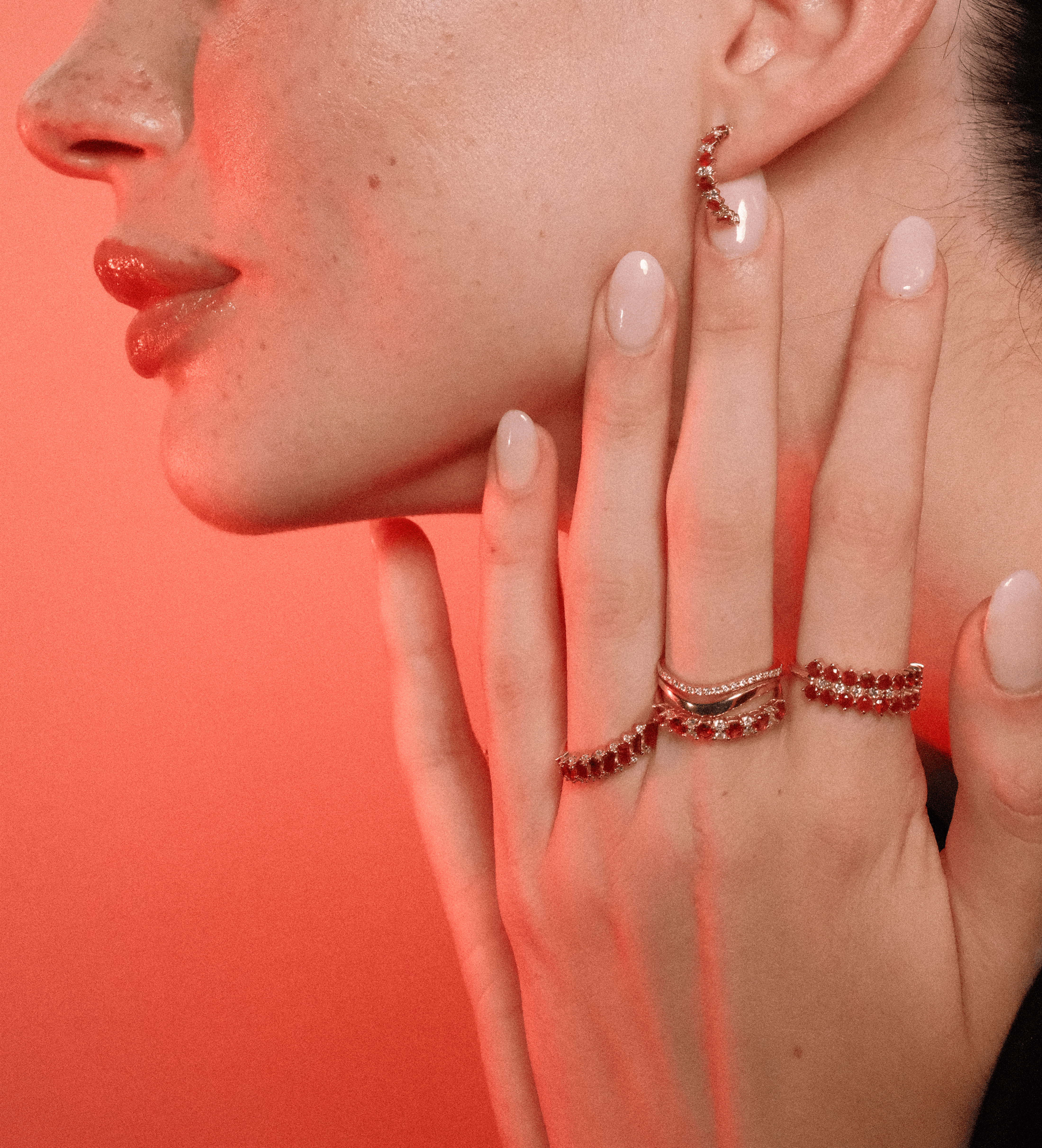 Triple Row Ruby & Diamond Ring