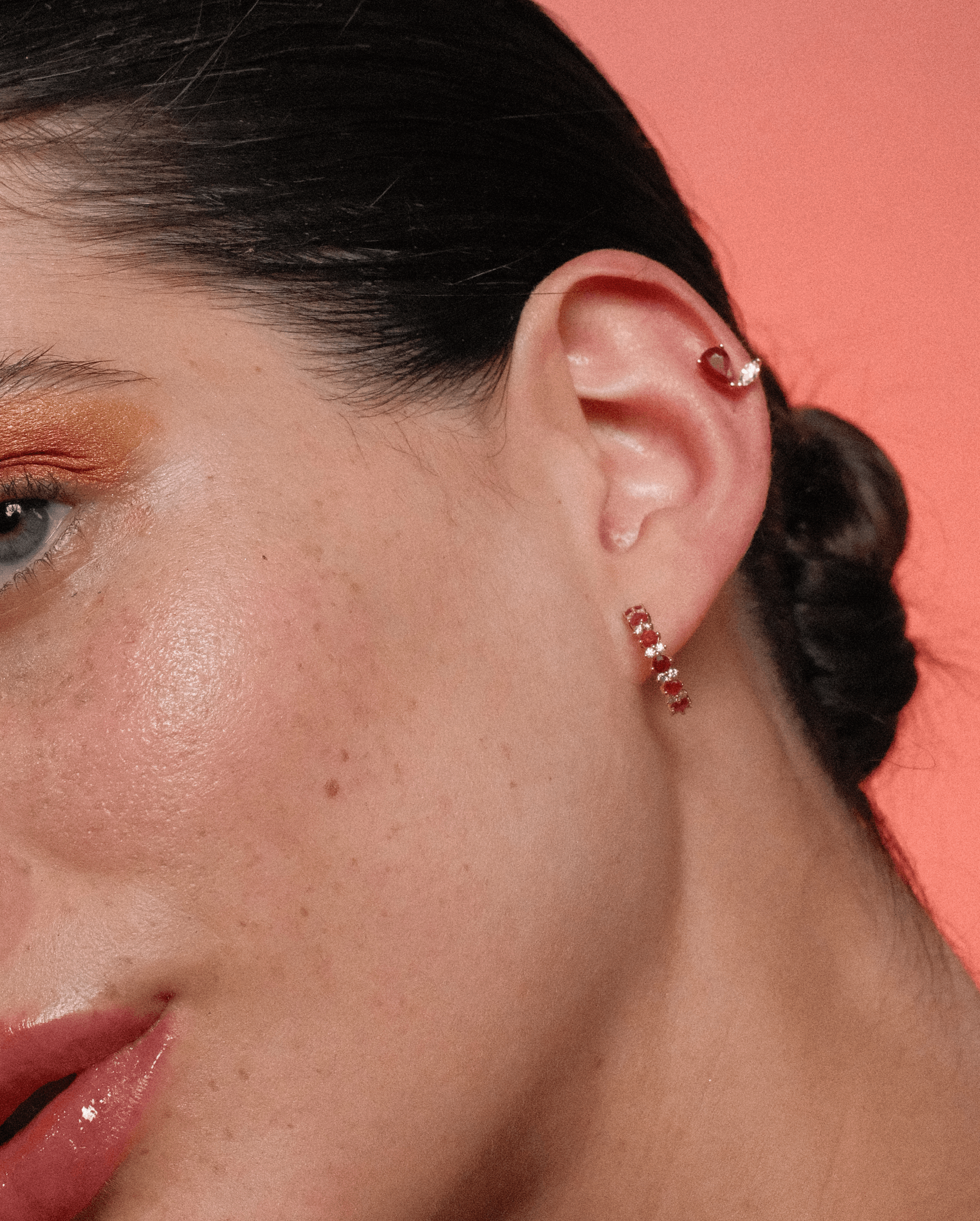 Pear Ruby & Diamond Marquise Studs