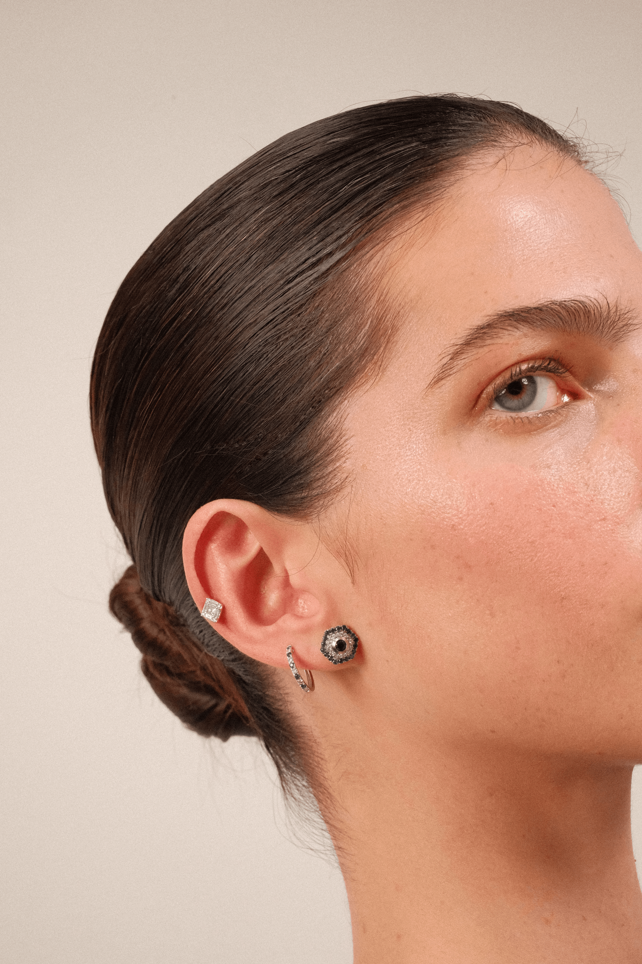 Hexagonal Double Halo Sapphire & Diamond Studs