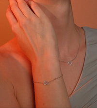 Open Circle Marquise & Round Diamond Bracelet