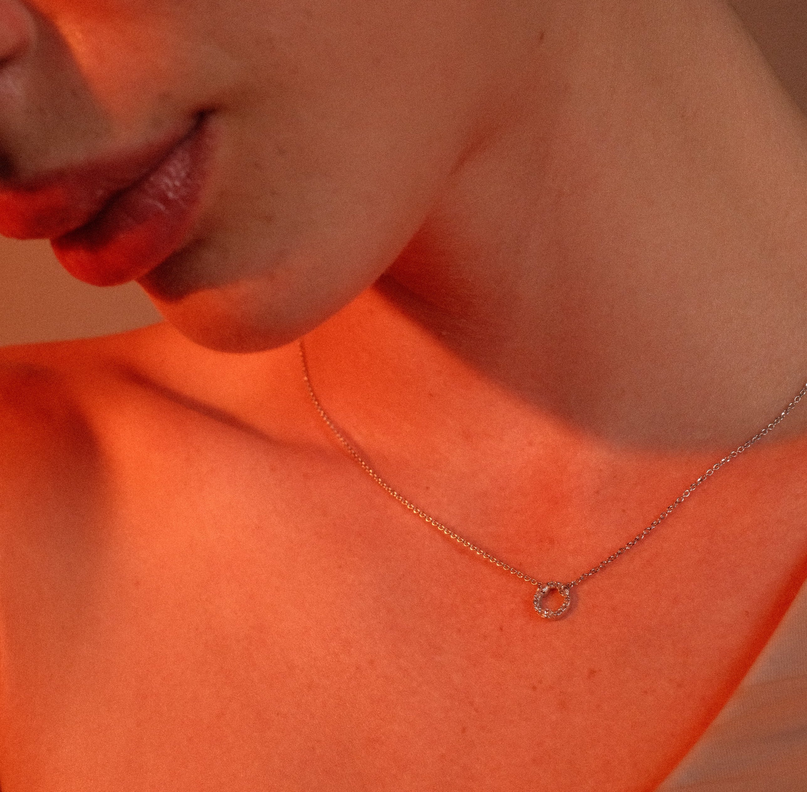 Open Circle Marquise & Round Diamond Necklace