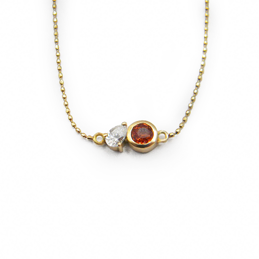 Round Orange Sapphire & Pear Diamond Bracelet