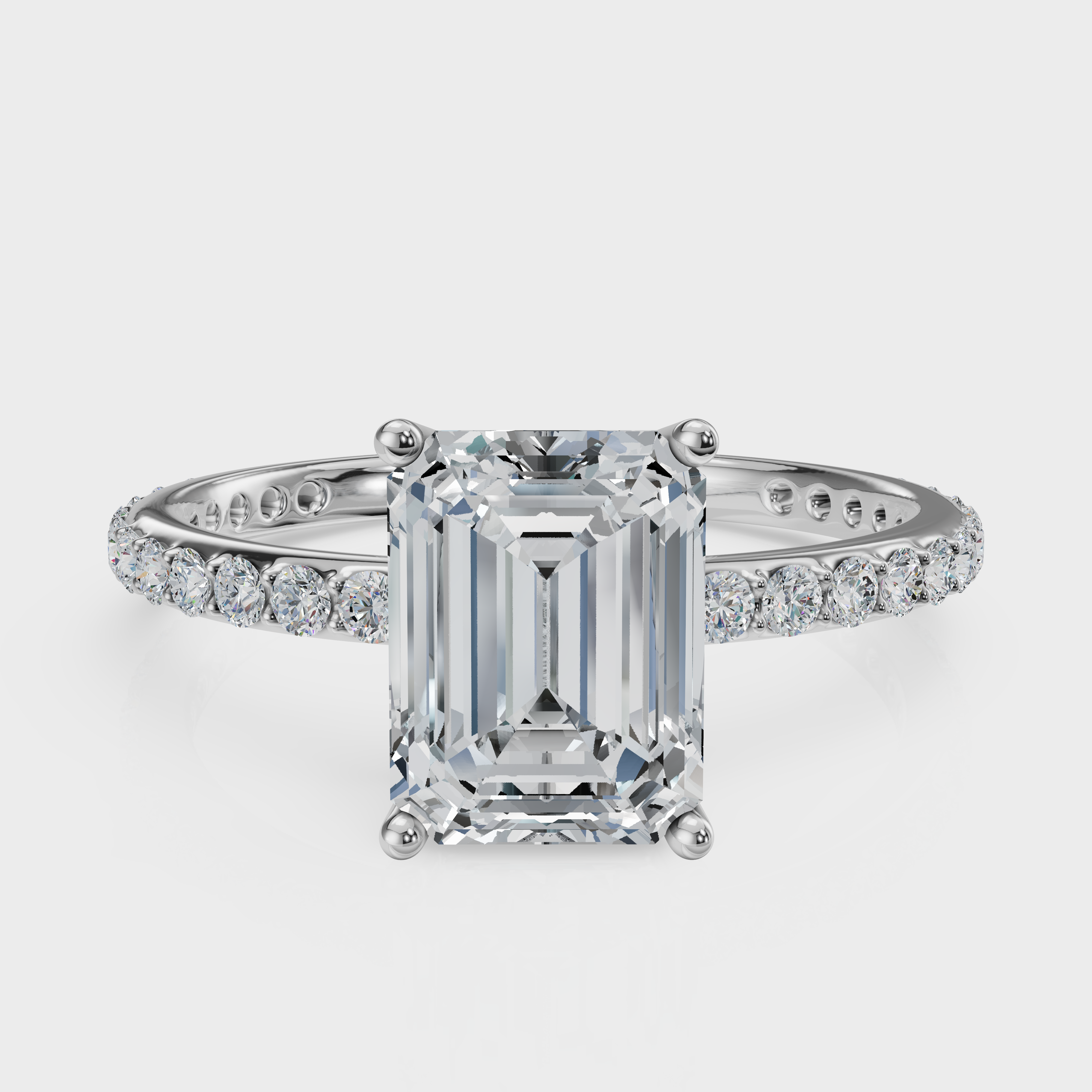 Emerald Cut with Pavé Band Ring – Diamonds