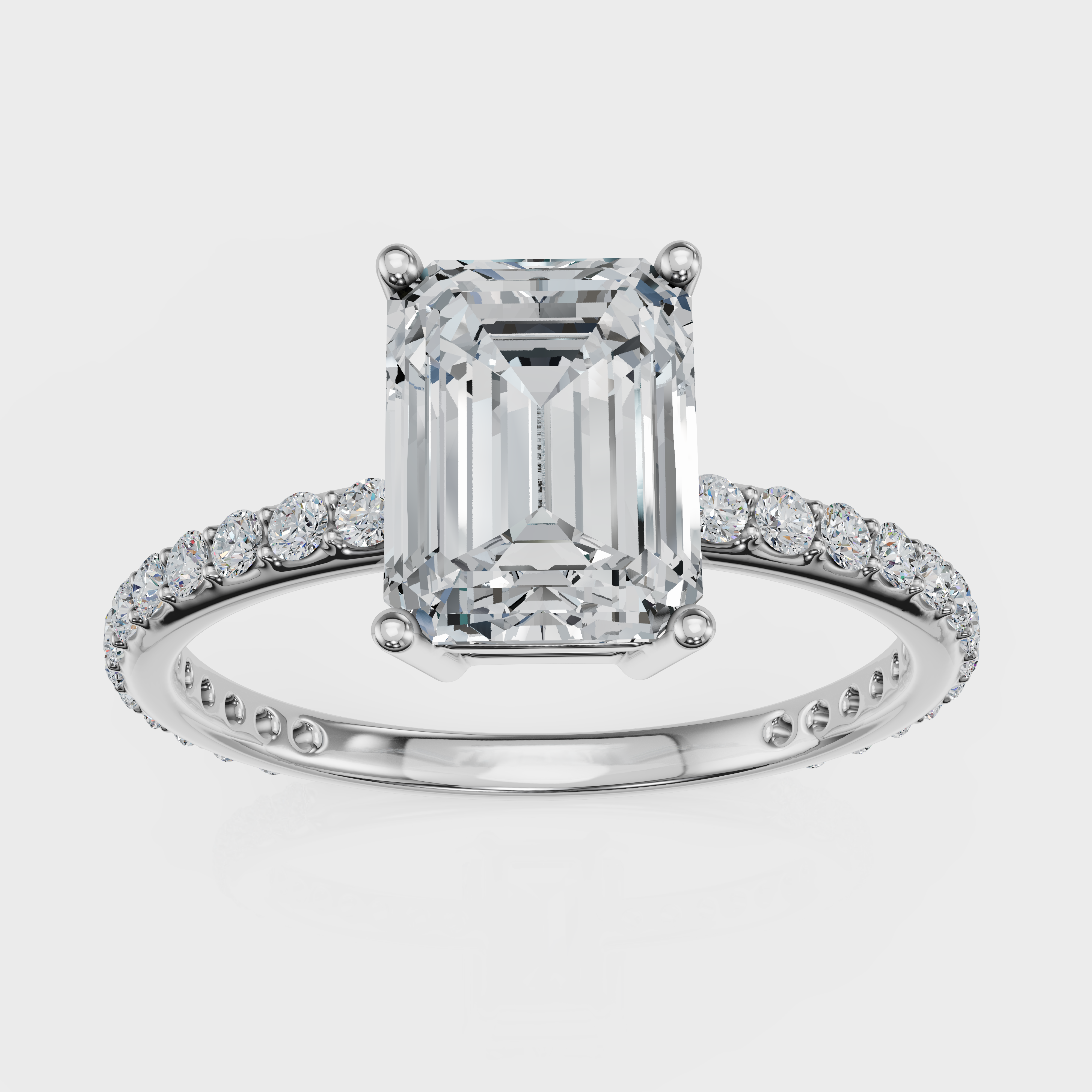 Emerald Cut with Pavé Band Ring – Diamonds